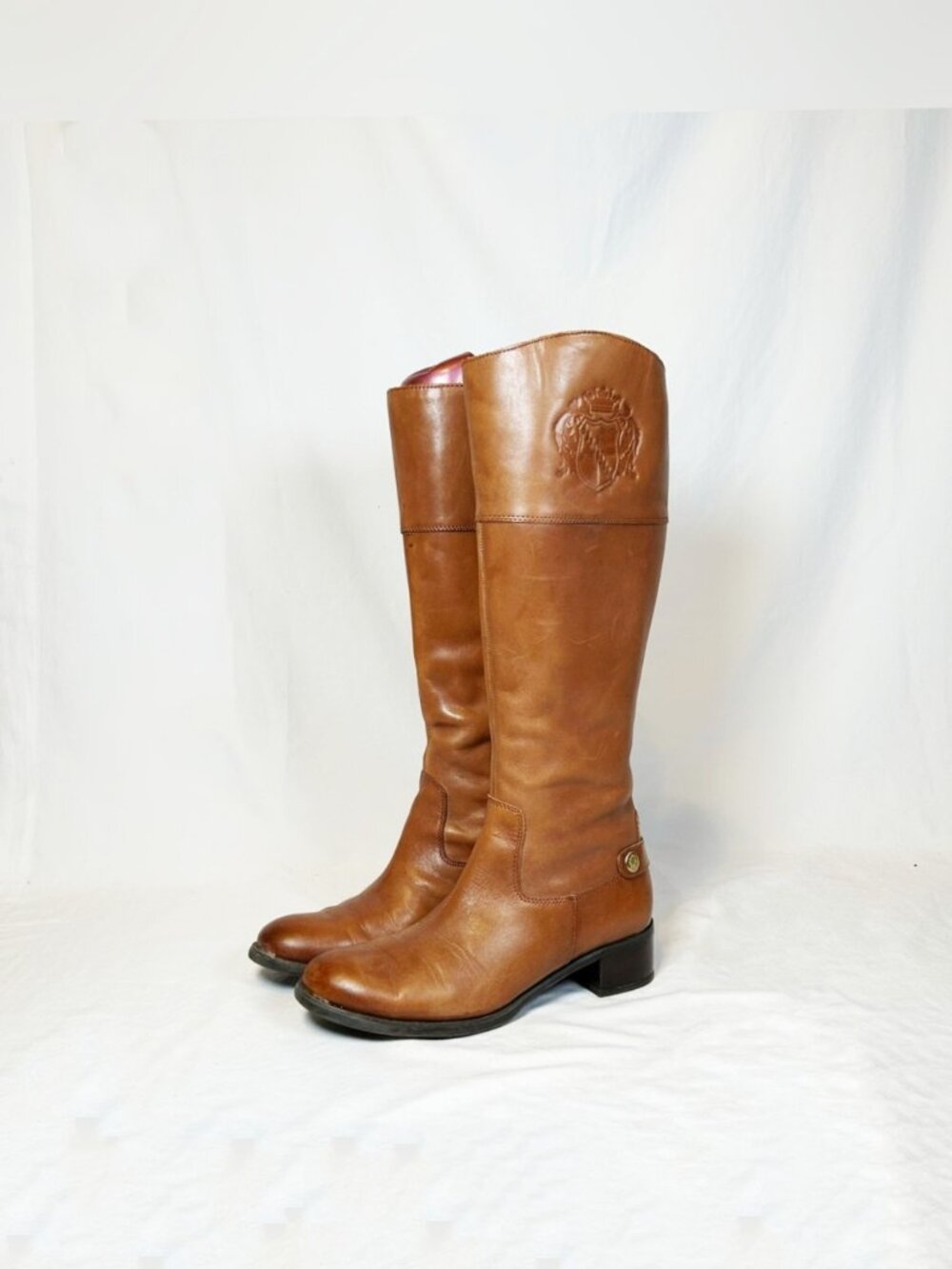 Franco Sarto Light Brown Distressed Leather Chipper Knee High Riding Boots~8~